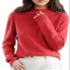 Aimery Women's Sweater Wool Soft Cozy Pullover Warm Knit Fabric Cashmere Half-Neck Red view 1