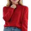 Aimery Women's Sweater Wool Soft Cozy Pullover Warm Knit Fabric Cashmere Half-Neck Red view 3
