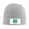 4-H Clover Beanie Hat for Women Men Winter Hat Gray Winter Knit Caps Soft Ski Hat Unisex view 1