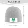 4-H Clover Beanie Hat for Women Men Winter Hat Gray Winter Knit Caps Soft Ski Hat Unisex view 3
