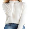 Aimery Women's Sweater Wool Soft Cozy Pullover Warm Knit Fabric Cashmere Half-Neck White view 1