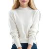 Aimery Women's Sweater Wool Soft Cozy Pullover Warm Knit Fabric Cashmere Half-Neck White view 2