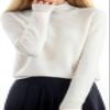 Aimery Women's Sweater Wool Soft Cozy Pullover Warm Knit Fabric Cashmere Half-Neck White view 3