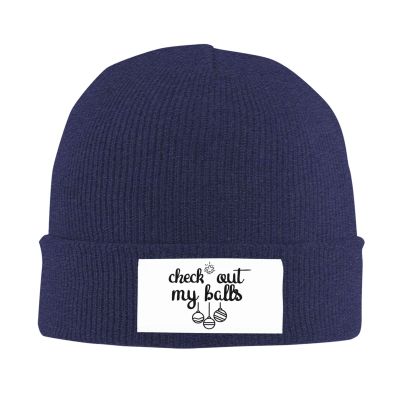 Check Out My Ball Beanie Hat for Women Men Winter Hat Navy Blue Winter Knit Caps Soft Ski Hat Unisex