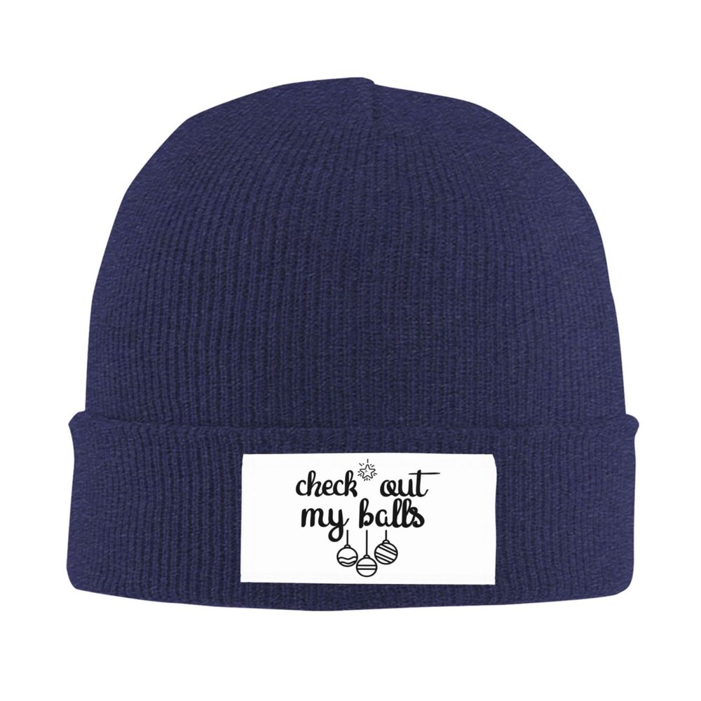 Check Out My Ball Beanie Hat for Women Men Winter Hat Navy Blue Winter Knit Caps Soft Ski Hat Unisex