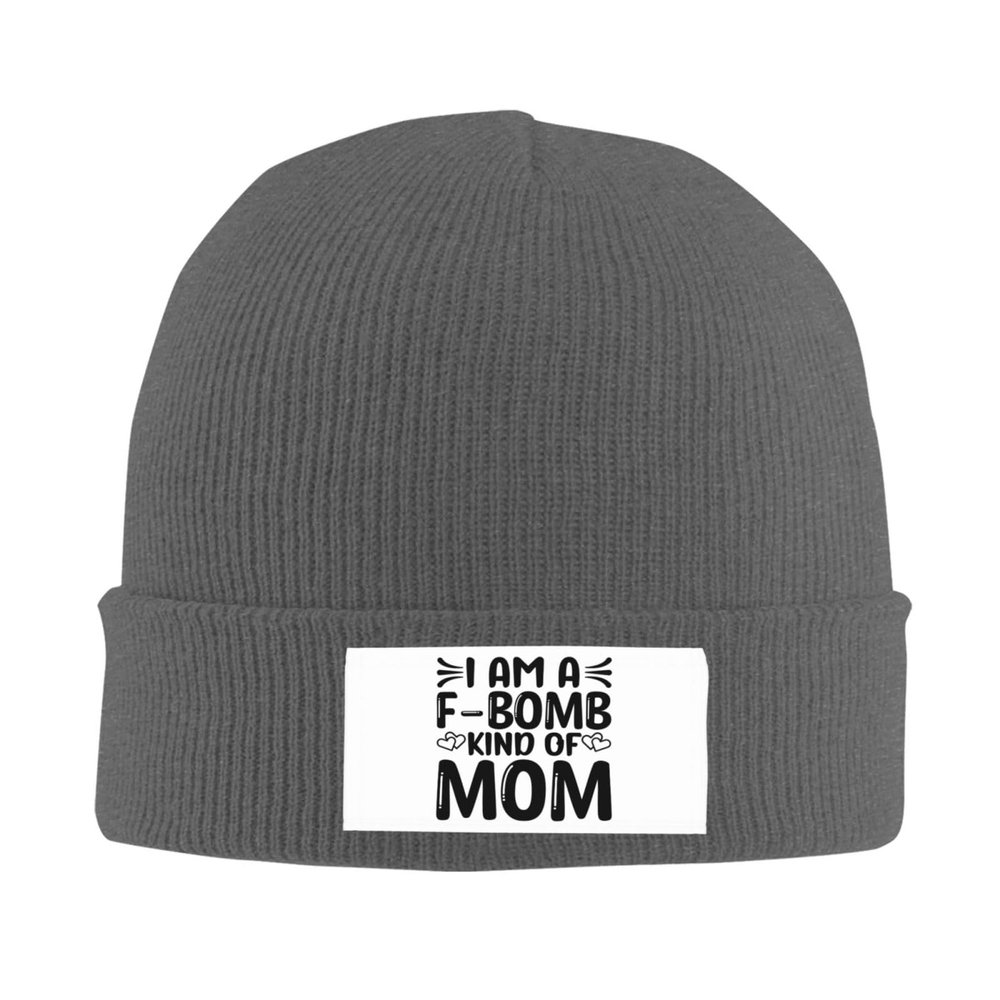 I'm A F-Bomb Kind of Mom Beanie Hat for Women Men Winter Hat Deep Heather Winter Knit Caps Soft Ski Hat Unisex