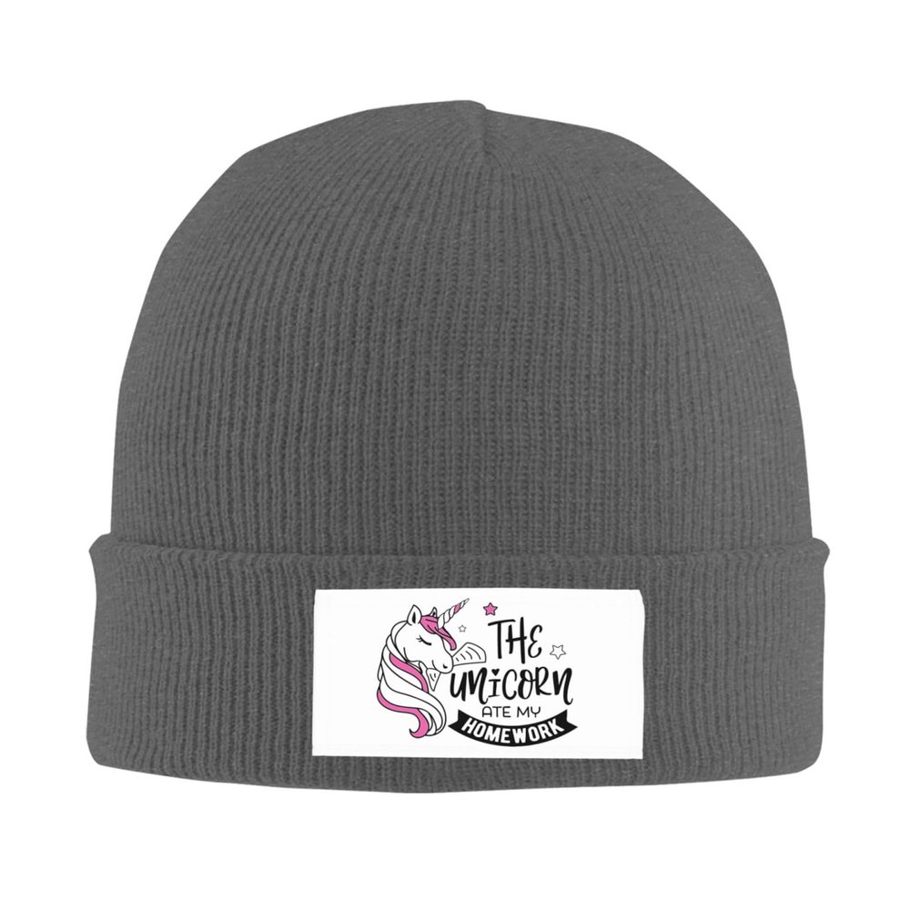 The Unicorn are My Homework Beanie Hat for Women Men Winter Hat Deep Heather Winter Knit Caps Soft Ski Hat Unisex