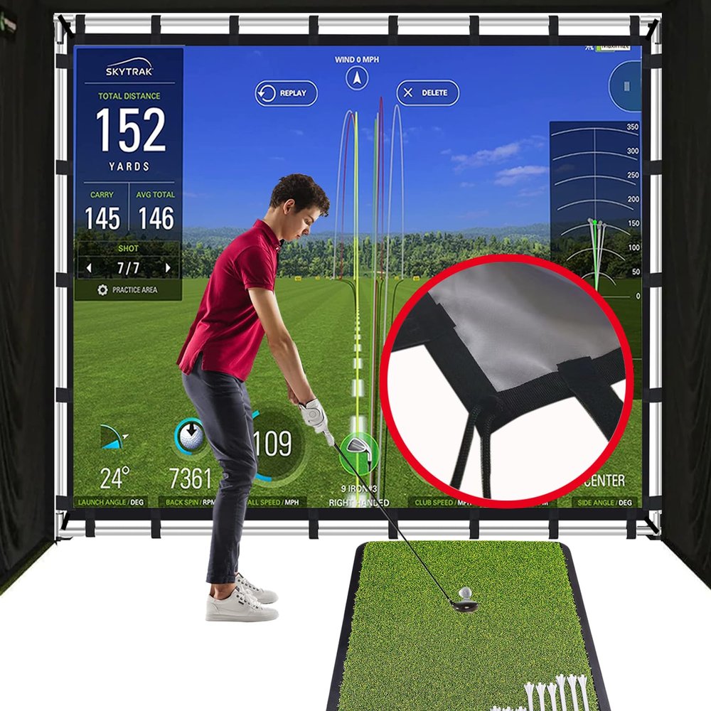 Obokidlyamor [Upgrade with 32pcs mounting Straps for Golf Simulator Impact Screen; 7" Golf Hitting Screens Installed on Golf Hitting Net Frame (7" Size, Only Impact Screen)