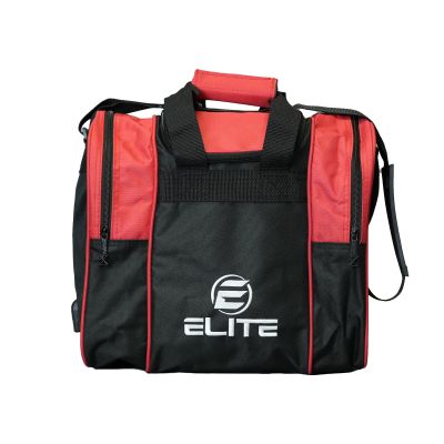 ELITE Bowling Ball Bag for Single 1 Bowling Ball Tote- Fits up to a pair of US Men's Size 15 Bowling Shoes + USB Charging Port + Padded Ball Holder- Adjustable Shoulder Strap (Red)