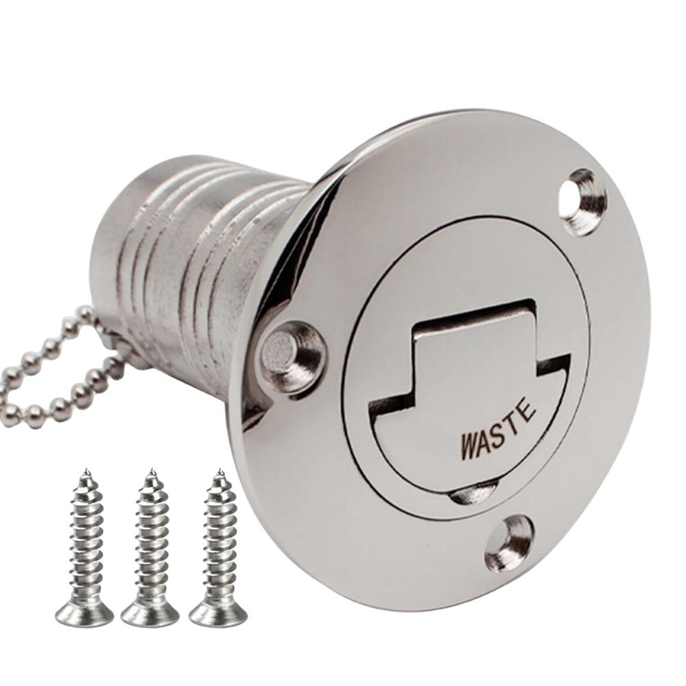 1Pack Marine Stainless steel 316 Deck Filler Fill Keyless Cap Boat Hardware Accessories Socket yacht (Waste, 1.5" /38mm)