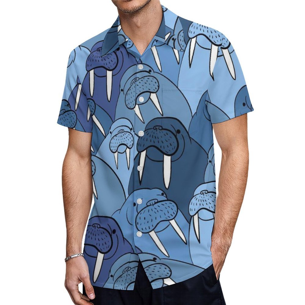 Blue Walrus Fashion Mens Short Sleeve Shirts Button-Down Tops T Shirts Casual Pocket Tees M