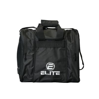 ELITE Bowling Ball Bag for Single 1 Bowling Ball Tote- Fits up to a pair of US Men's Size 15 Bowling Shoes + USB Charging Port + Padded Ball Holder- Adjustable Shoulder Strap (Black)