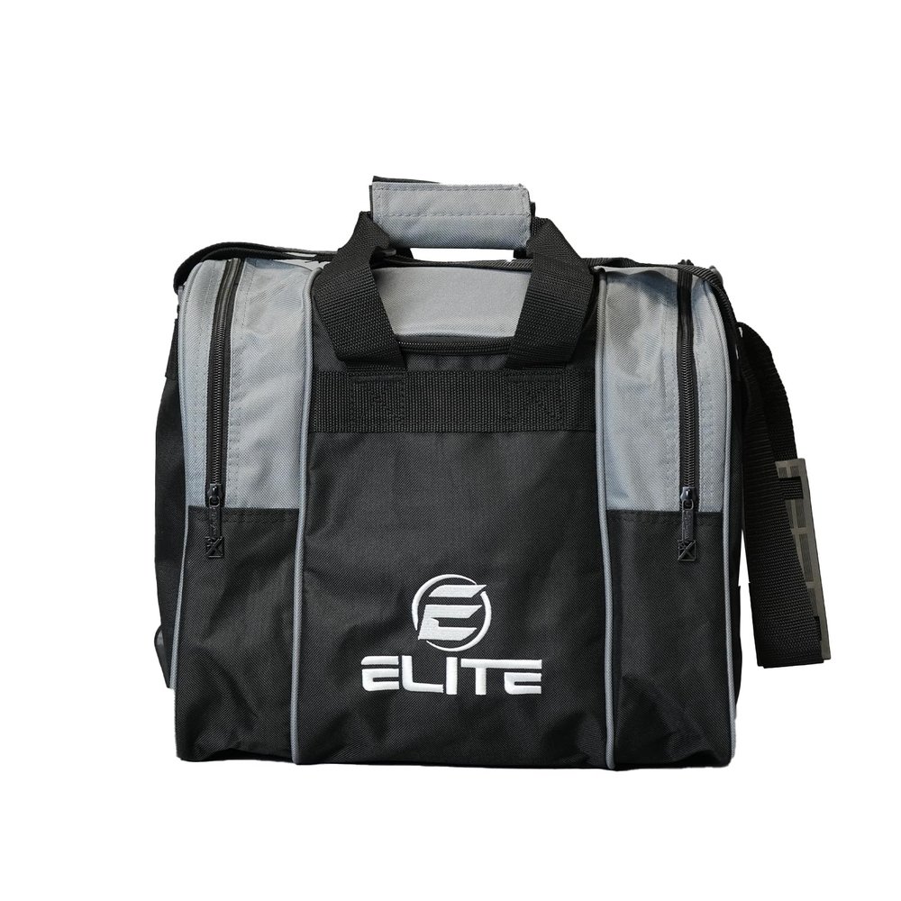 ELITE Bowling Ball Bag for Single 1 Bowling Ball Tote- Fits up to a pair of US Men's Size 15 Bowling Shoes + USB Charging Port + Padded Ball Holder- Adjustable Shoulder Strap (Charcoal)