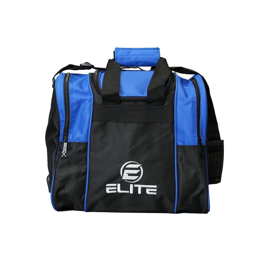 ELITE Bowling Ball Bag for Single 1 Bowling Ball Tote- Fits up to a pair of US Men's Size 15 Bowling Shoes + USB Charging Port + Padded Ball Holder- Adjustable Shoulder Strap (Royal)