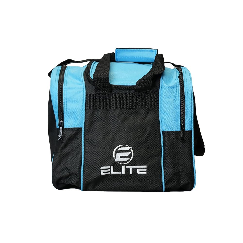 ELITE Bowling Ball Bag for Single 1 Bowling Ball Tote- Fits up to a pair of US Men's Size 15 Bowling Shoes + USB Charging Port + Padded Ball Holder- Adjustable Shoulder Strap (Aqua)