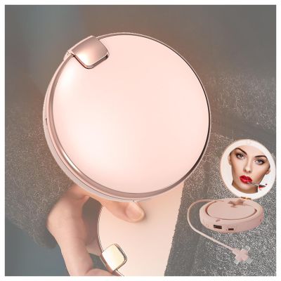 AKYLDI Hand Warmers Reusable with Cosmetic Mirror,USB Output Cable, Reusable Hand Warmers 5000mAh/Type-C USB/2 Levels Temperatures for Outdoor/Indoor/Working/Studying,Pink