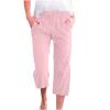 Capris for Women Casual Summer,Cotton Linen Pants Drawstring Elastic Trousers High Waisted Loose Yoga Sweatpants (Color : Pink, Size : X-Large) view 1