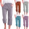 Capris for Women Casual Summer,Cotton Linen Pants Drawstring Elastic Trousers High Waisted Loose Yoga Sweatpants (Color : Pink, Size : X-Large) view 2