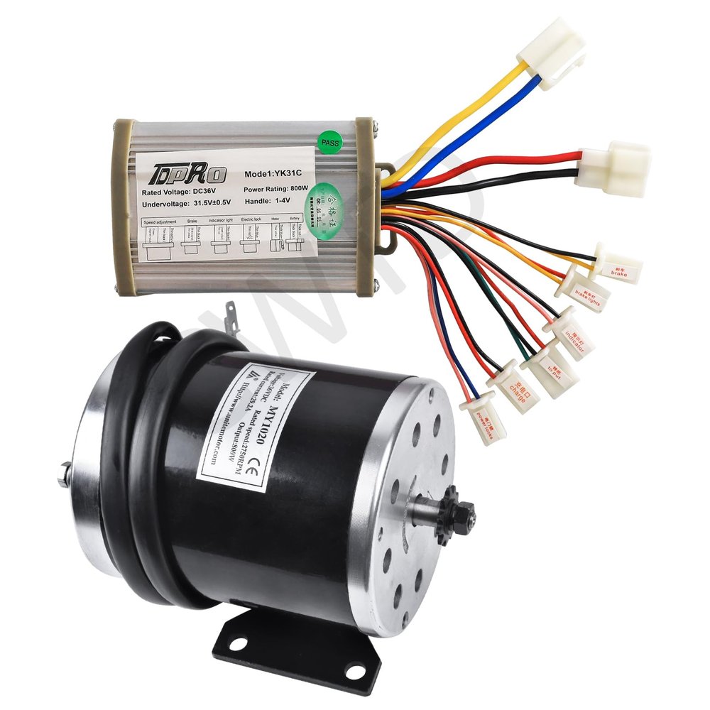 CWTD 36v 800w Brushed Speed Motor and Controller Set for Go Kart Bicycle Electric Scooter e Bike E300 Tricycle Moped