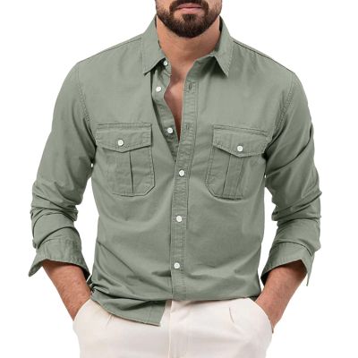 Mens 2023 Long Sleeve Work Shirts Military Tactical Shirts Outdoor Breathable Button Down Hiking Shirts Lightweight Work Coat Button Down Overshirts Camping Hiking Shirt Tops