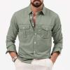 Mens 2023 Long Sleeve Work Shirts Military Tactical Shirts Outdoor Breathable Button Down Hiking Shirts Lightweight Work Coat Button Down Overshirts Camping Hiking Shirt Tops view 2