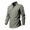 Mens 2023 Long Sleeve Work Shirts Military Tactical Shirts Outdoor Breathable Button Down Hiking Shirts Lightweight Work Coat Button Down Overshirts Camping Hiking Shirt Tops view 3