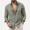 Mens 2023 Long Sleeve Work Shirts Military Tactical Shirts Outdoor Breathable Button Down Hiking Shirts Lightweight Work Coat Button Down Overshirts Camping Hiking Shirt Tops view 4