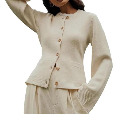 Describeu Cardigan, Mayfsie Cardigan Sweater, Ultra-Soft Button Cardigan, Women Slimming Button Cardigan Sweater (US, Alpha, Small, Regular, Regular, White)