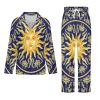 Celestial Baroque Blue Gold Sun Face Pajamas Set for Women Long Sleeve Button Down Sleepwear Soft Lounge Pjs Set with Pockets S view 3