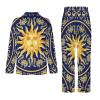 Celestial Baroque Blue Gold Sun Face Pajamas Set for Women Long Sleeve Button Down Sleepwear Soft Lounge Pjs Set with Pockets S view 4