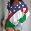 American Italy Flag Women's Casual Long Sleeve T Shirts V Neck Printed Graphic Blouses Tee Tops XL view 2