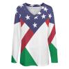 American Italy Flag Women's Casual Long Sleeve T Shirts V Neck Printed Graphic Blouses Tee Tops XL view 4