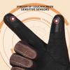 Cozy 1 Pair of Flip Fur Leather Gloves Winter Warm Waterproof Thickened Touchable Men's Coldproof Riding Gloves Coffee Color Gift view 4