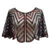 ZYXTIM 1920s Shawl for Women Sequin Sparkle Evening Cape Wrap Shrug Bridal Dress Jackets Flapper Bolero Cover Up for Evening Dresses Wedding Party Red view 1