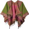 DOFOTAWN Women's Retro Style Vintage Pattern Tassel Poncho Shawl Cape Wraps For Women (Green) view 1
