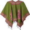 DOFOTAWN Women's Retro Style Vintage Pattern Tassel Poncho Shawl Cape Wraps For Women (Green) view 3