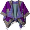 DOFOTAWN Women's Retro Style Vintage Pattern Tassel Poncho Shawl Cape Wraps For Women (PURPLE) view 1