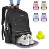 Arcoyard Tennis Bag, Large Tennis Bags For Women, Tennis Backpack with Ventilated Shoe Compartment and Insulated Pocket, Hold 2 Tennis Pickleball Rackets, Tennis Pickleball Balls and More (black) view 1