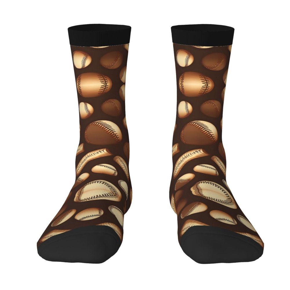 ZISHAK Retro Baseball Brown Adult Sports Socks-Men'S Cotton Mid-Calf Socks:A Fusion Of Comfort,Style,And Functionality