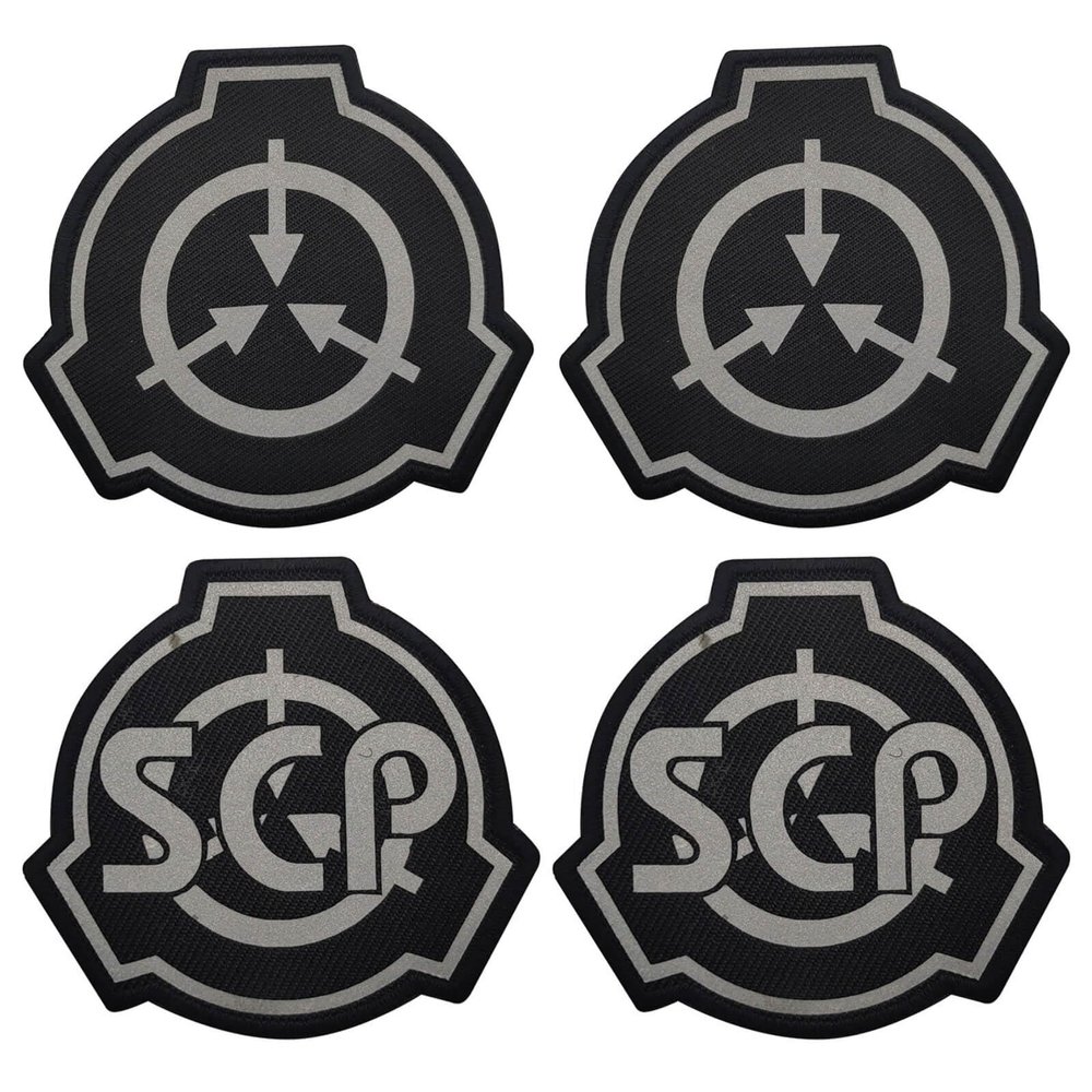 KANGDAWEI 4PCS SCP Patch, Special Containment Procedures Foundation Infrared Reflective Patch, Tactical Military Badges Embroidered Sew On Morale Applique with Hook and Loop Patch (4PCS)
