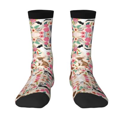 ZISHAK Cattle Dog Florals Adult Sports Socks-Men'S Cotton Mid-Calf Socks:A Fusion Of Comfort,Style,And Functionality