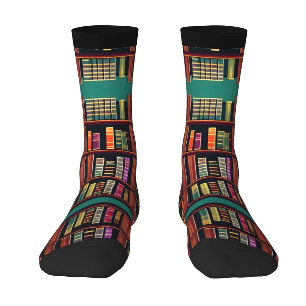 ZISHAK Library Bookshelf Adult Sports Socks-Men'S Cotton Mid-Calf Socks:A Fusion Of Comfort,Style,And Functionality