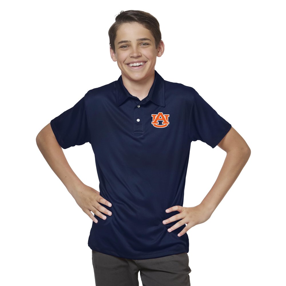 Little King NCAA Youth Boys Polo Shirt-Polyester-Auburn-Navy-Youth Medium
