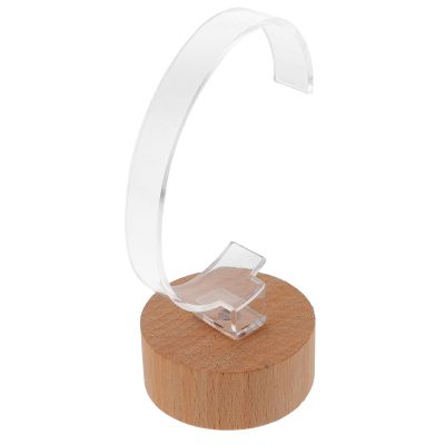 AOKWAWALIY Wooden Base Acrylic Watch Display Holder Stand for Bracelets and Bangles Jewelry Organizer and Earring Holder for Dresser Showcase Use