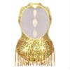 vastwit Women's Sequined Tassel Latin Jazz Costume Fringed Bodysuit Tap Ballroom Lyrical Dance Leotard Gold C X-Large view 4