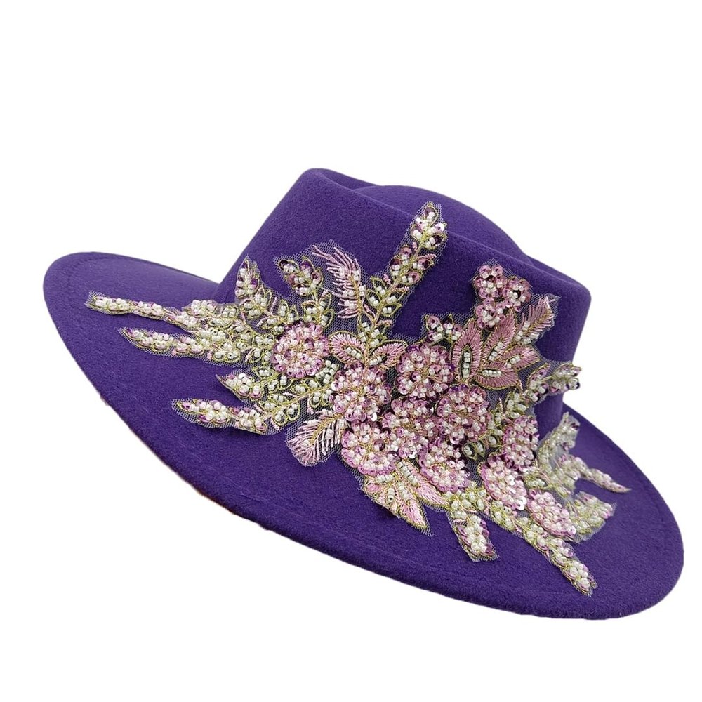 Flower Fedora Diamonds Embellish High-End Ladies Hats Wedding Church Jazz Hats Women'sable Hats
