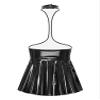 Linjinx Womens PVC Leather Sleeveless Bodycon Tank Dress Garters Belts Lingerie Mini Dresses Black C X-Large view 2