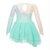 YOOJOO Kids Girls Mesh Long Sleeve Figure Ice Skating Dress Rhinestone Roller Skating Dance Performance Costume E1139LightGreen 6 Years view 2