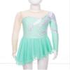 YOOJOO Kids Girls Mesh Long Sleeve Figure Ice Skating Dress Rhinestone Roller Skating Dance Performance Costume E1139LightGreen 6 Years view 3