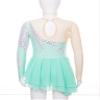 YOOJOO Kids Girls Mesh Long Sleeve Figure Ice Skating Dress Rhinestone Roller Skating Dance Performance Costume E1139LightGreen 6 Years view 4